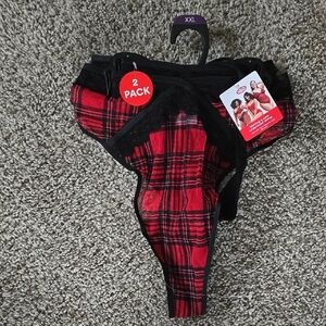 Red and Black Plaid High-Cut Panties and black panties new with tags size XXL